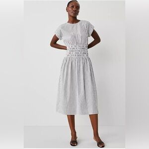 Ann Taylor | Dresses | Petite Striped Smockedwaist Midi Flare Dress |  Poshmark